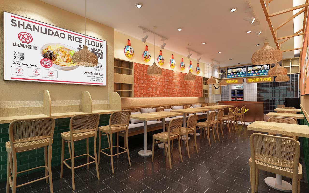 鄭州米線(xiàn)店裝修效果圖-米線(xiàn)店裝修設(shè)計(jì)案例