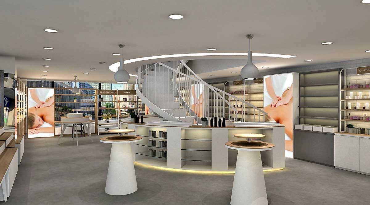 90平米化妝品專(zhuān)賣(mài)店裝修設(shè)計(jì)效果圖