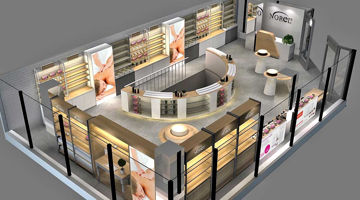 90平米化妝品專(zhuān)賣(mài)店裝修設(shè)計(jì)效果圖