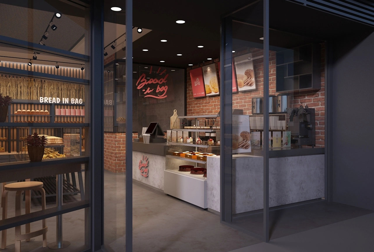 62平米面包連鎖店裝修設(shè)計效果圖