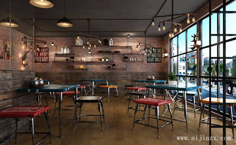 簡(jiǎn)易的工業(yè)風(fēng)主題餐廳裝修效果圖