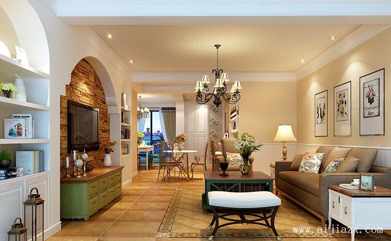 美式混搭風(fēng)格中戶(hù)型裝修效果圖