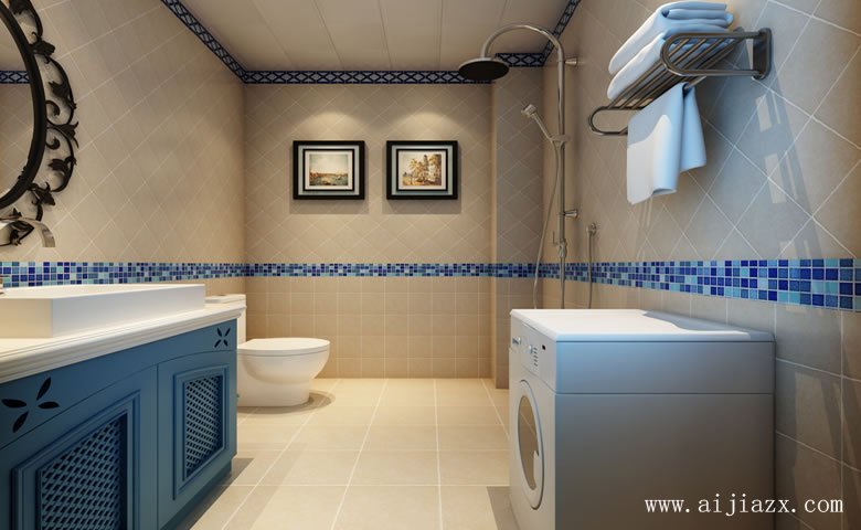 簡潔的地中海風格衛(wèi)生間裝修效果圖