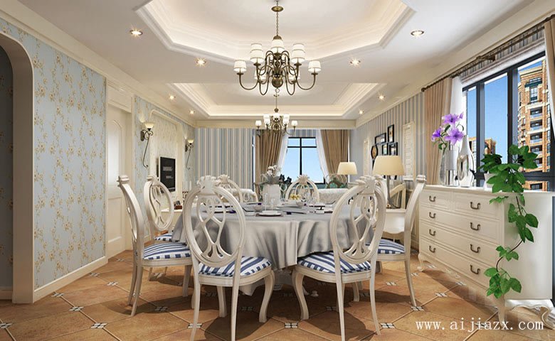 開闊的地中海風(fēng)格餐廳裝修效果圖