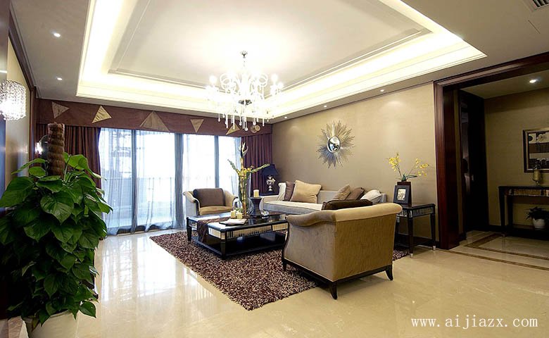 全開放式的簡(jiǎn)歐風(fēng)格大戶型客廳裝修效果圖